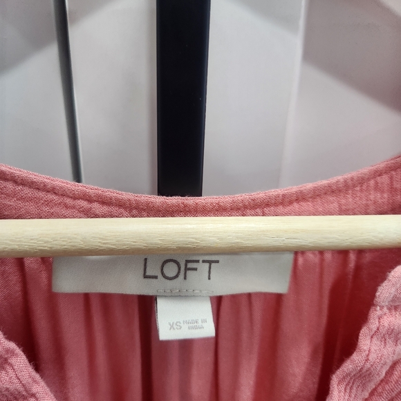 Loft Tiered Flutter Sleeve Midi Dress Pink size XS - Picture 6 of 10